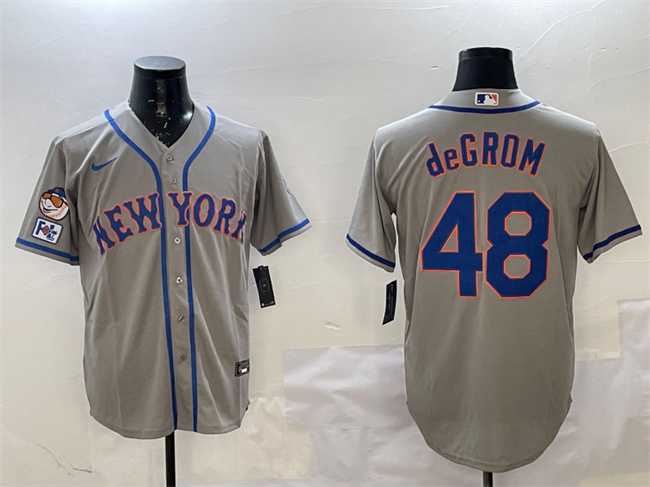 Men%27s New York Mets #48 Jacob DeGrom Grey 2025 Spring Training Cool Base Stitched Jersey
